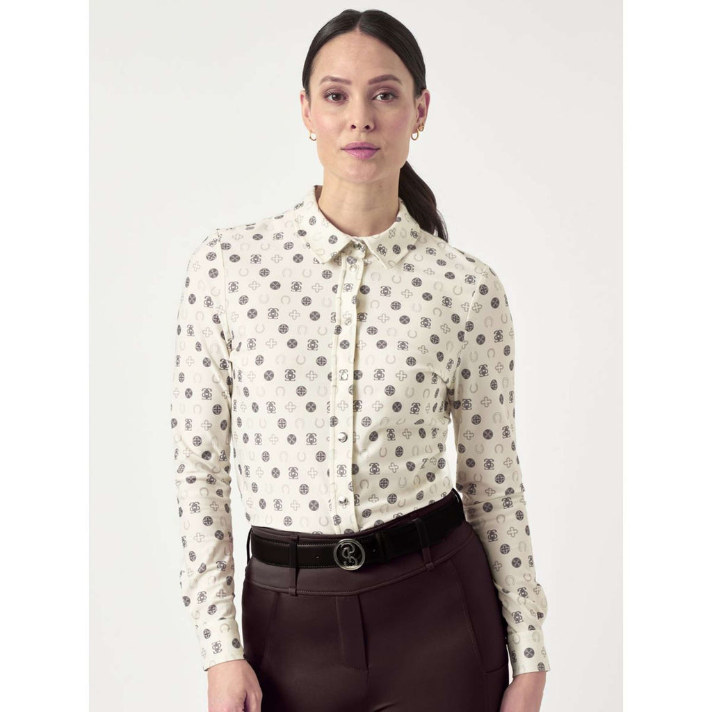 PS of Sweden Camiseta Valerie Printed Mangas Largas Off White Monogram