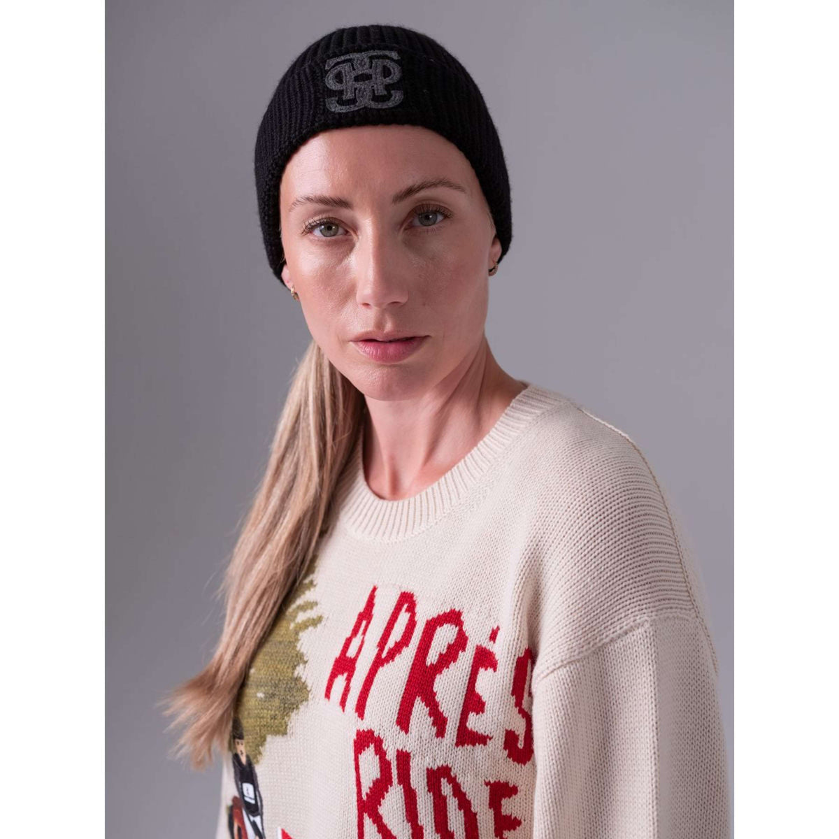 PS of Sweden Beanie Lou Felt Monogram Negro