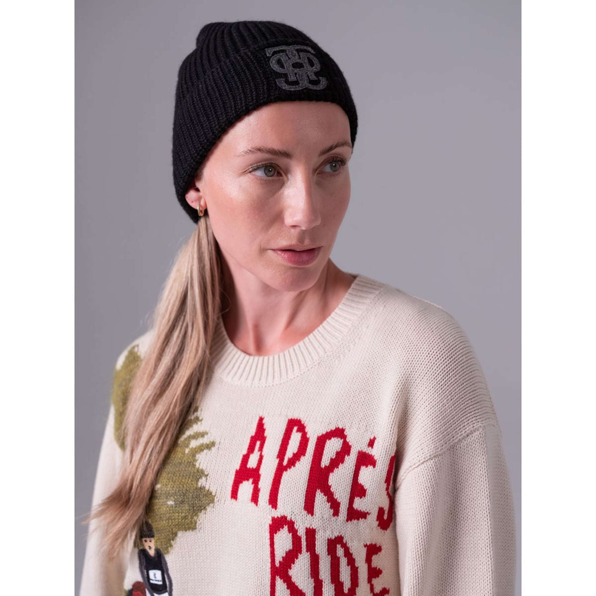 PS of Sweden Beanie Lou Felt Monogram Negro