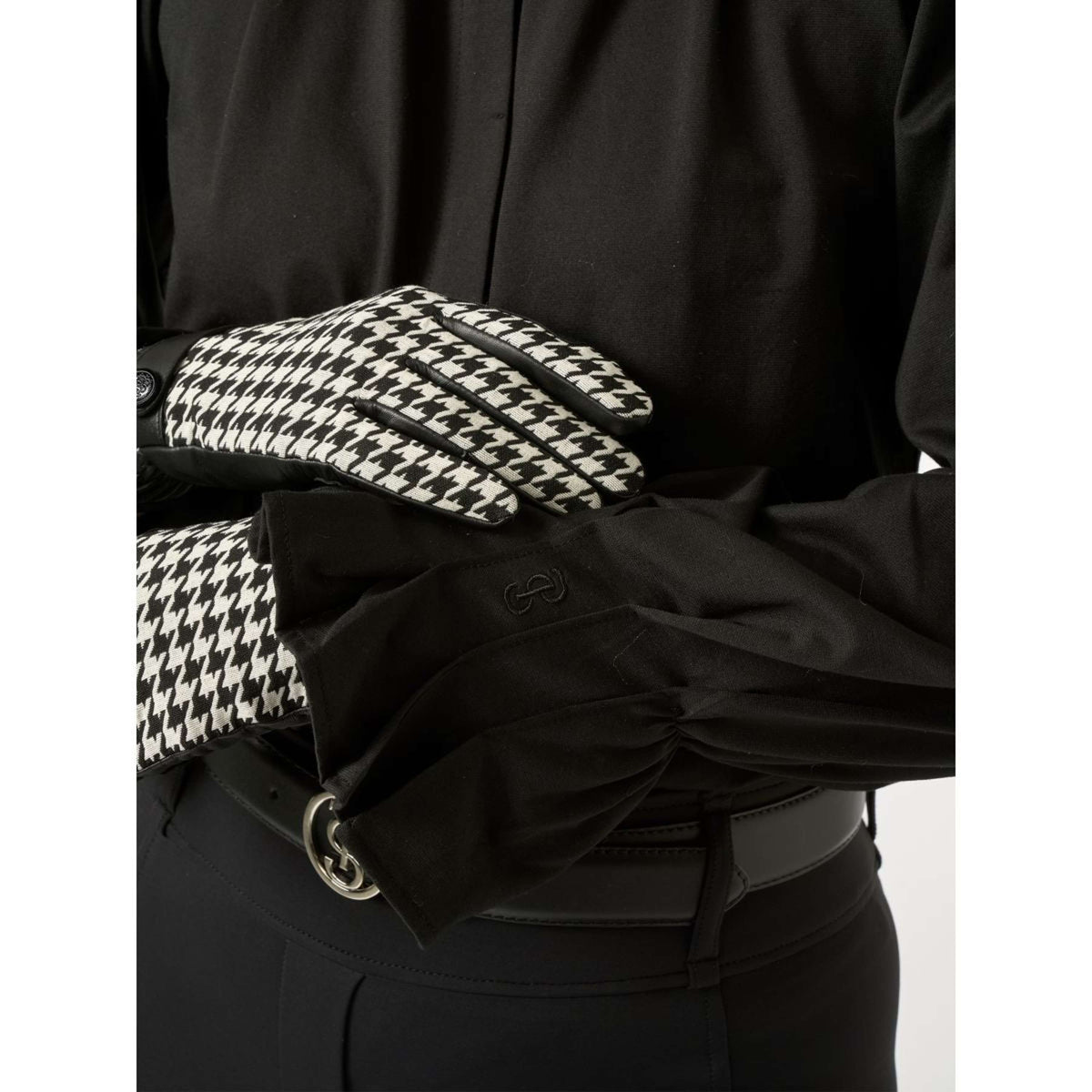 PS of Sweden Guantes de Equitación Hannah Houndstooth Negro