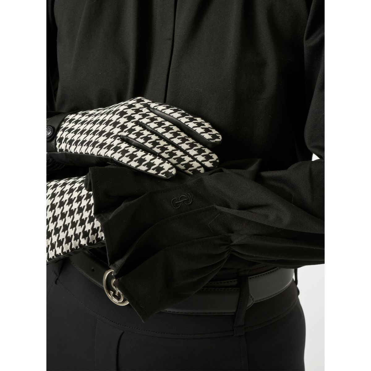 PS of Sweden Guantes de Equitación Hannah Houndstooth Negro