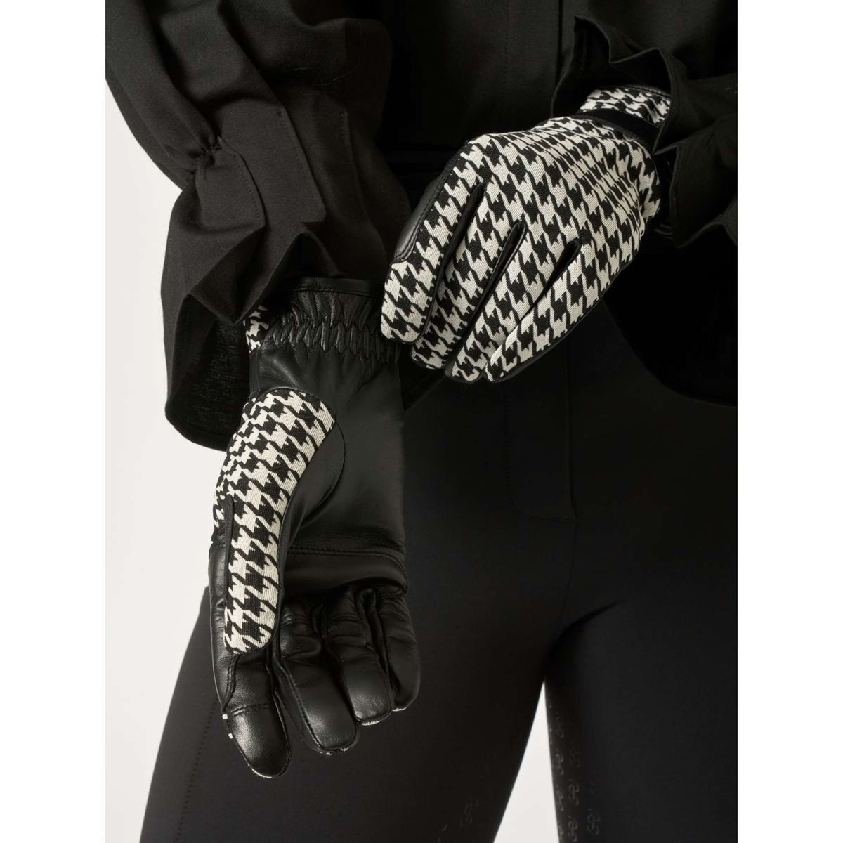 PS of Sweden Guantes de Equitación Hannah Houndstooth Negro
