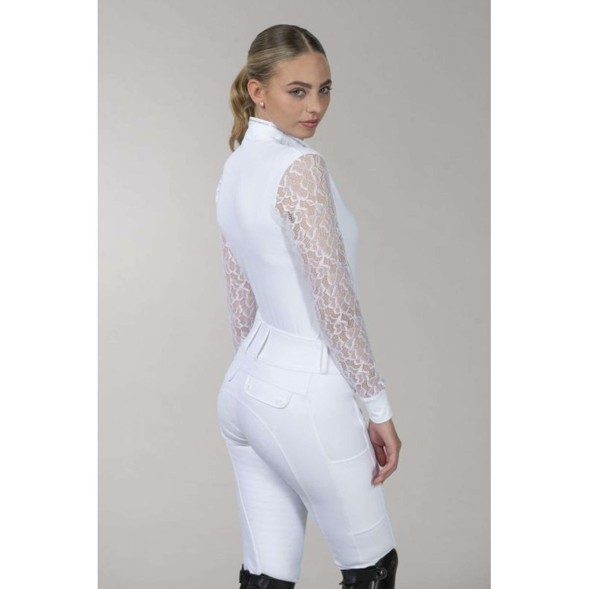 Schockemöhle Camiseta de Competición SPAlicia Lange mouwen Optical White