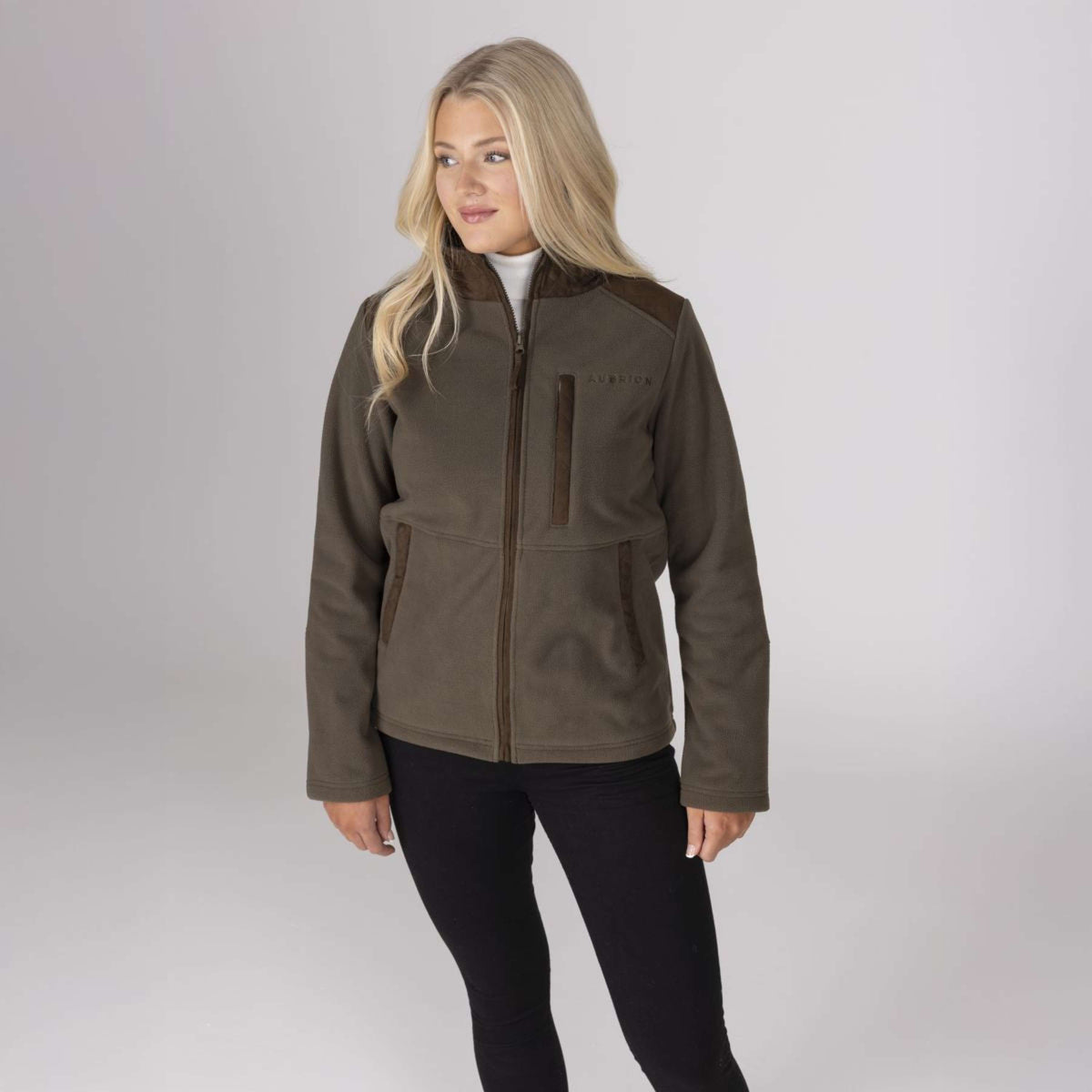 Aubrion by Shires Sudadera con capucha y cremallera Heritage Fleece Oliva oscura