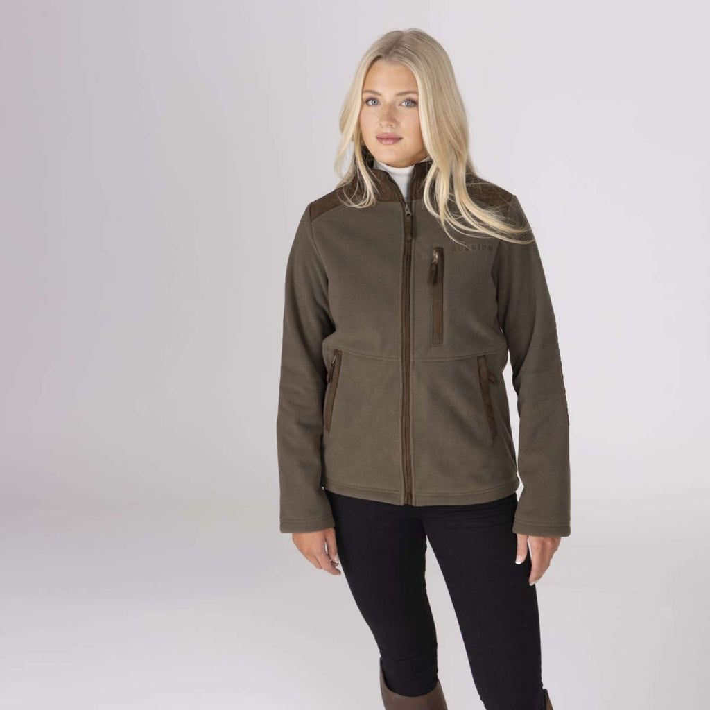 Aubrion by Shires Sudadera con capucha y cremallera Heritage Fleece Oliva oscura