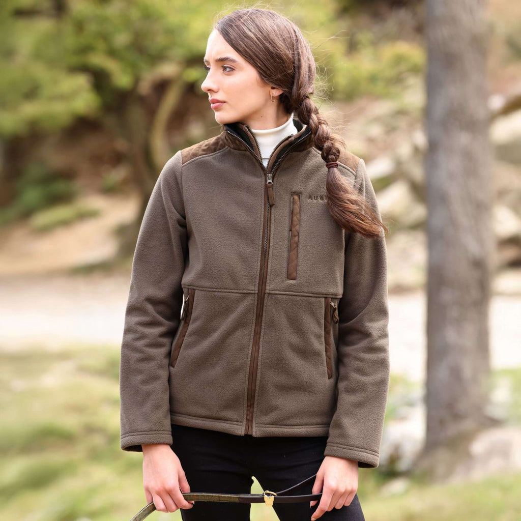 Aubrion by Shires Sudadera con capucha y cremallera Heritage Fleece Oliva oscura