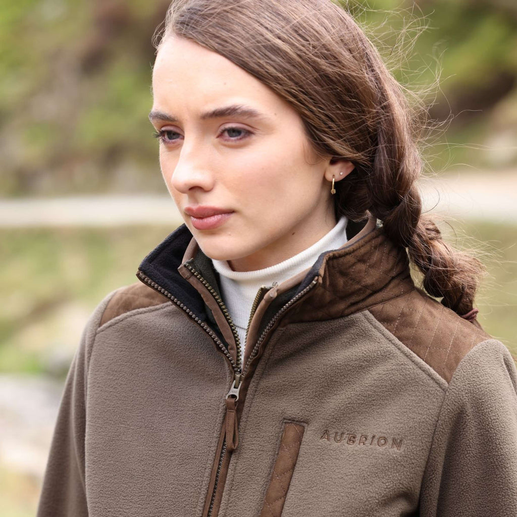 Aubrion by Shires Sudadera con capucha y cremallera Heritage Fleece Oliva oscura