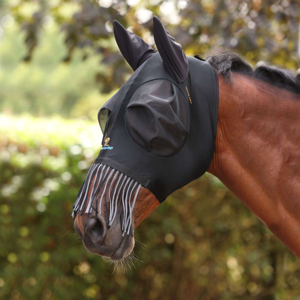 FlyGuard by Shires Máscara para Moscas Pro Stretch con Orejas y Flecos Jet