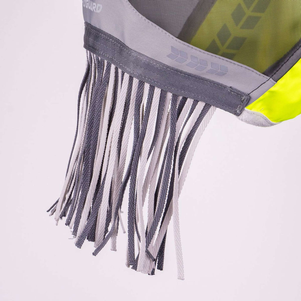 FlyGuard by Shires Máscara para Moscas Pro Hi-Viz Fine Mesh con Orejas y Flecos Amarillo fluorescente