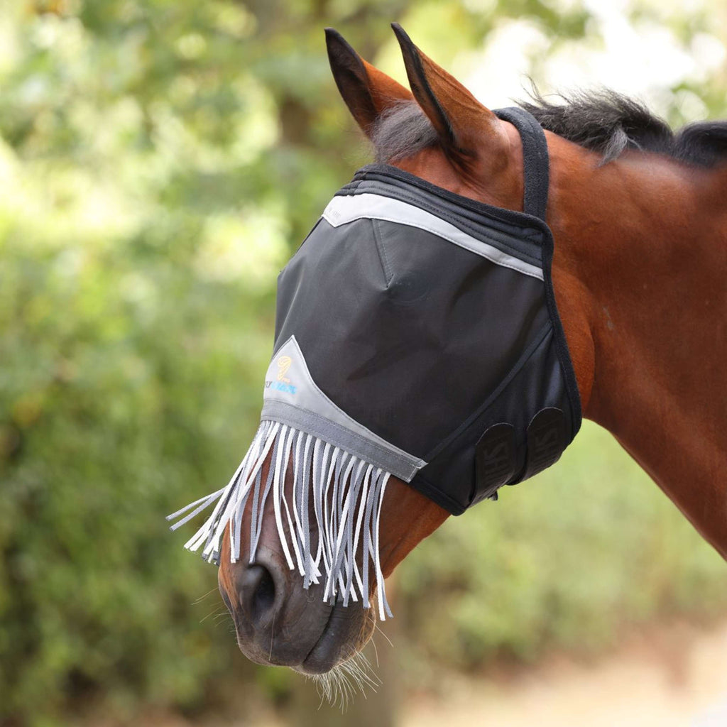 FlyGuard by Shires Máscara para Moscas Pro Fine Mesh Sin Orejas con Flecos Jet