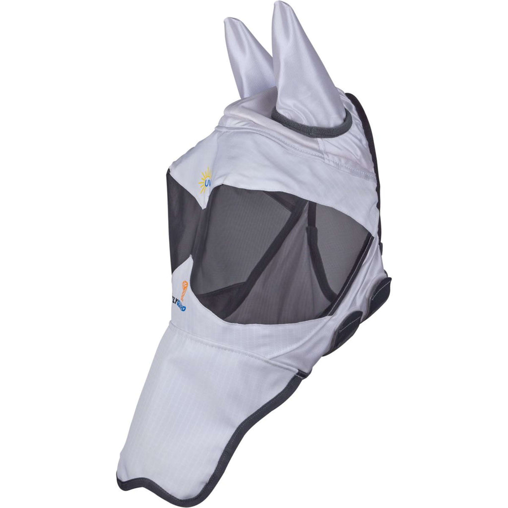 FlyGuard by Shires Máscara para Moscas Pro Sun Shade con Orejas y Nariz Blanco