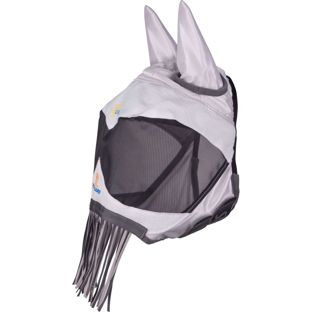 FlyGuard by Shires Máscara para Moscas Pro Sun Shade con Orejas y Flecos Blanco