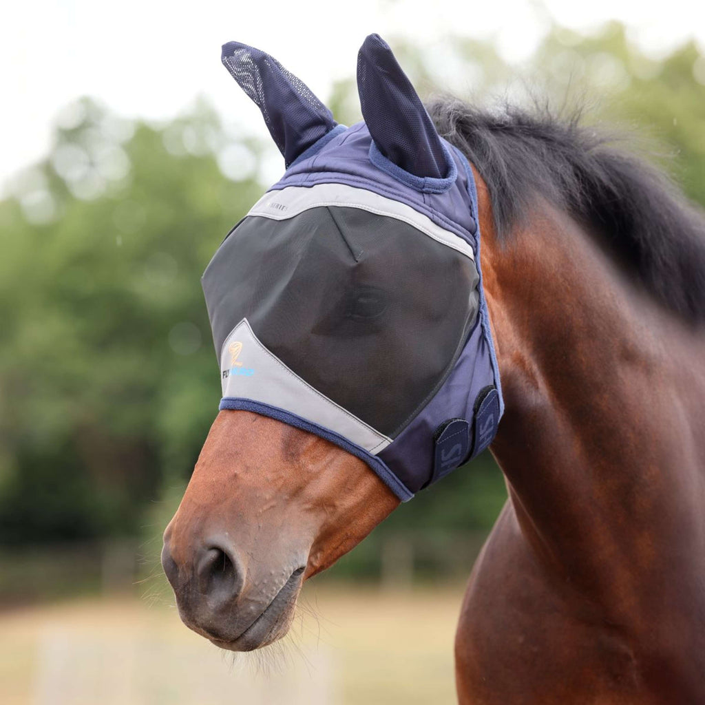 FlyGuard by Shires Máscara para Moscas Pro Fine Mesh con Orejas Navy