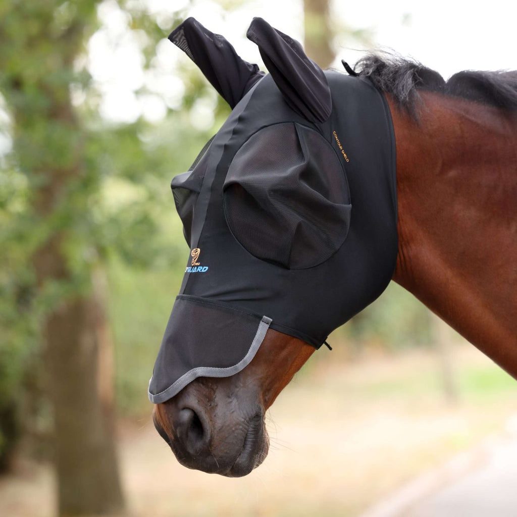 Shires Máscara Antimoscas Stretch con Nariz Negro azabache