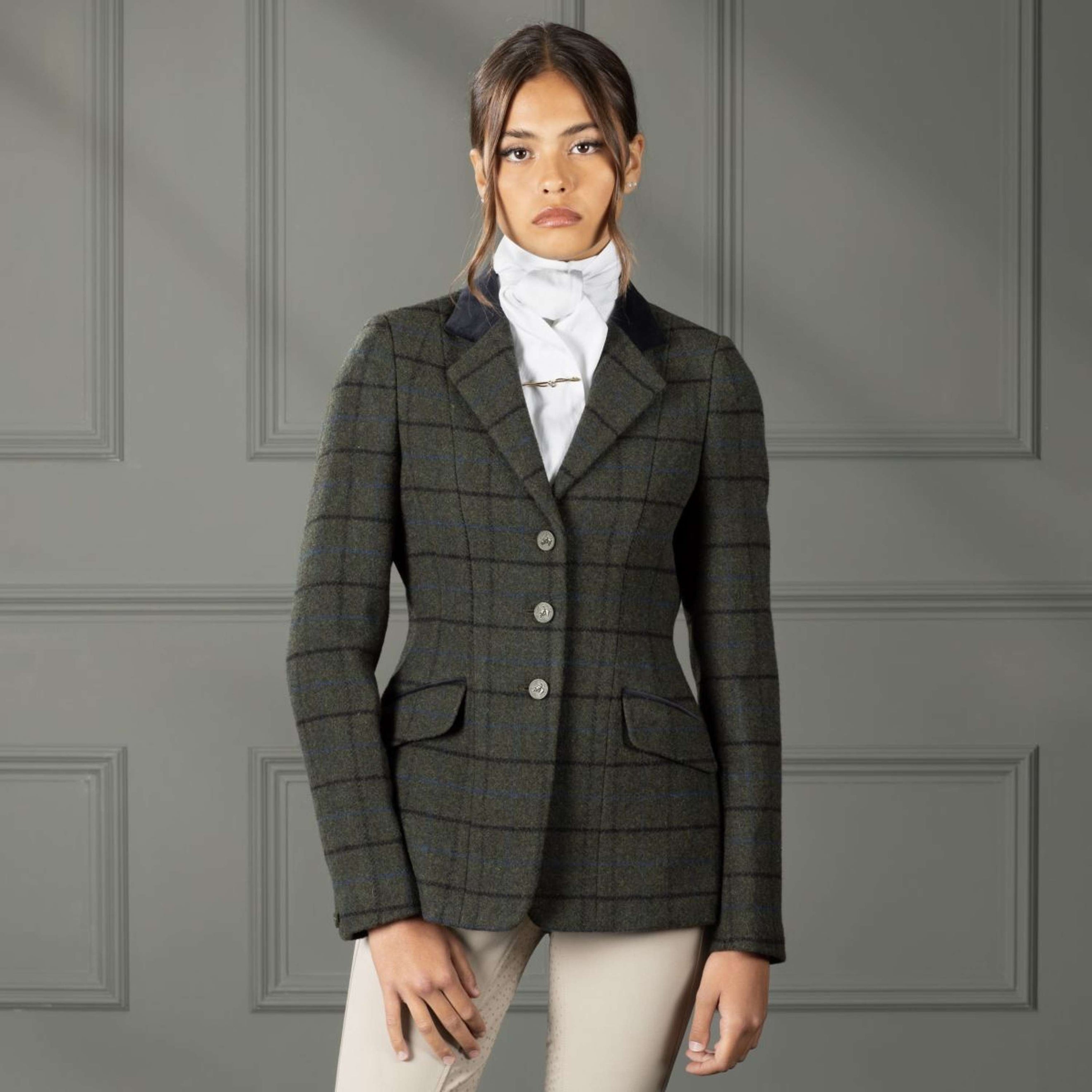 Aubrion by Shires Chaqueta de Competición Saratoga Verde Oscuro Check