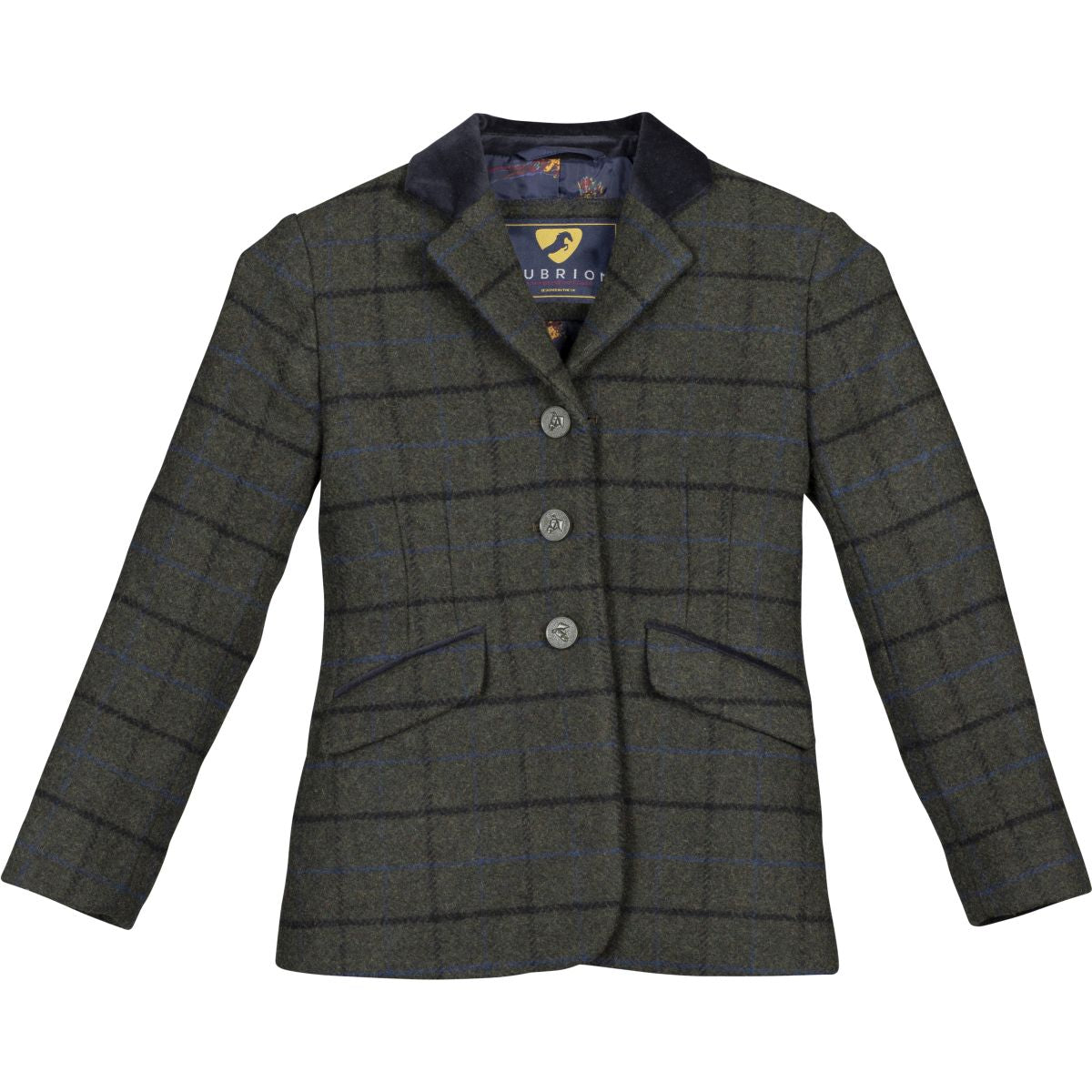 Aubrion by Shires Chaqueta de Competición Saratoga Niños Verde Oscuro Check