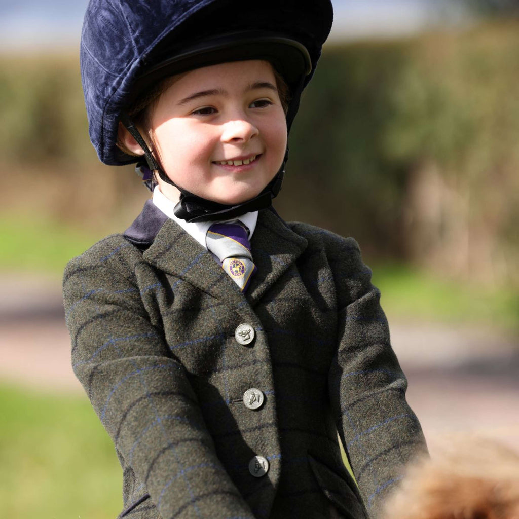 Aubrion by Shires Chaqueta de Competición Saratoga Niños Verde Oscuro Check