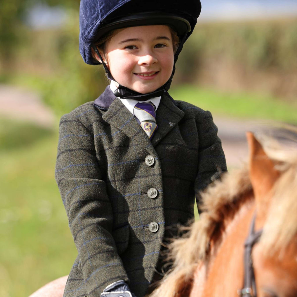 Aubrion by Shires Chaqueta de Competición Saratoga Niños Verde Oscuro Check
