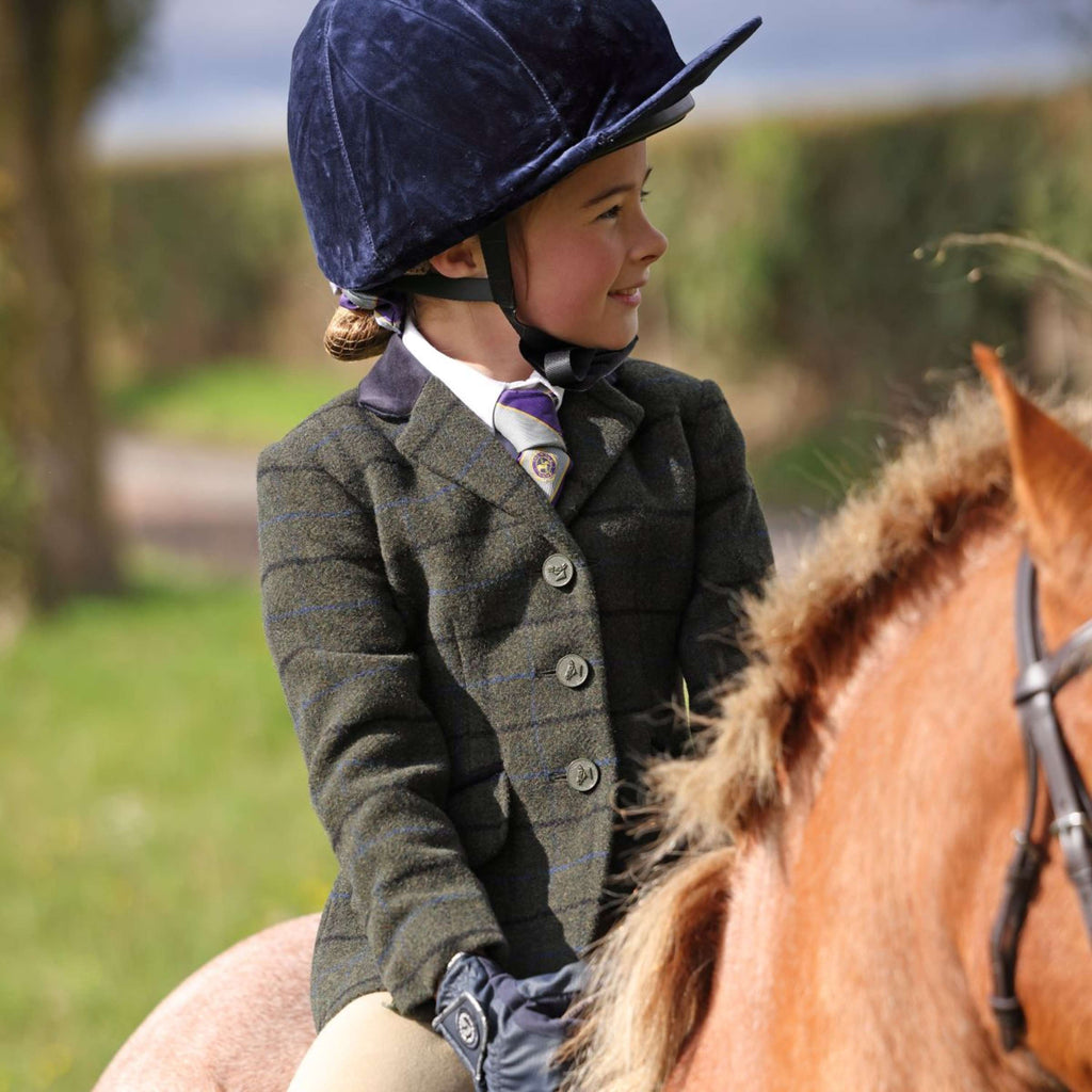 Aubrion by Shires Chaqueta de Competición Saratoga Niños Verde Oscuro Check