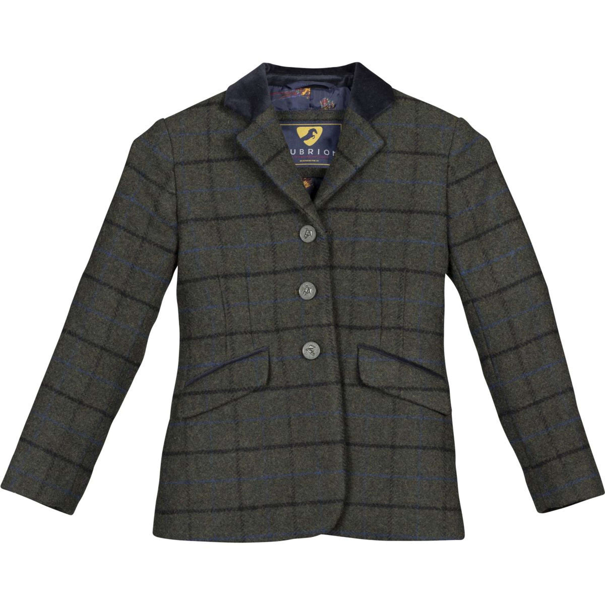 Aubrion by Shires Chaqueta de Competición Saratoga Niños Verde Oscuro Check