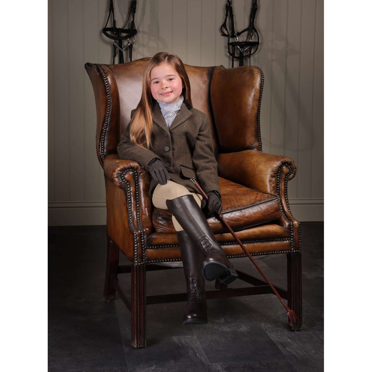 Aubrion by Shires Chaqueta de Competición Saratoga Niños Verde Check