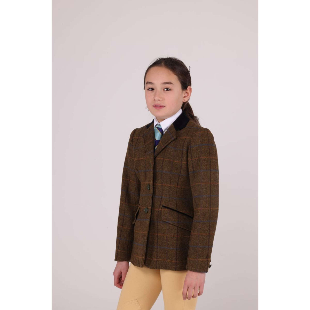 Aubrion by Shires Chaqueta de Competición Saratoga Niños Marron Roble Check