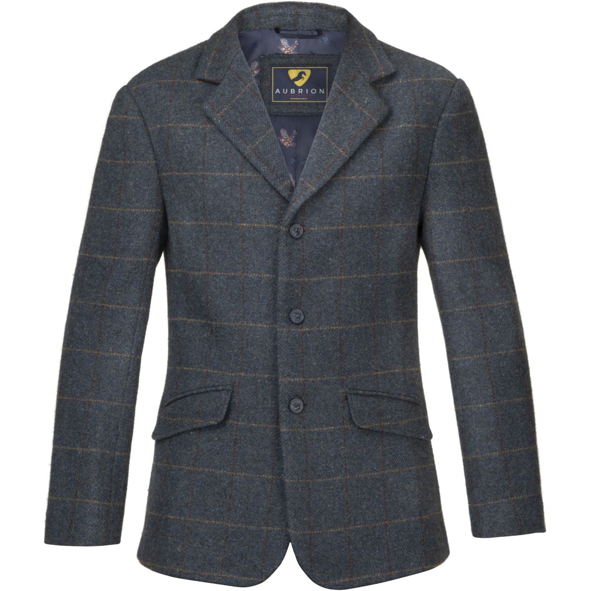 Aubrion by Shires Chaqueta de Competición Saratoga Hombres Juniper Navy Check