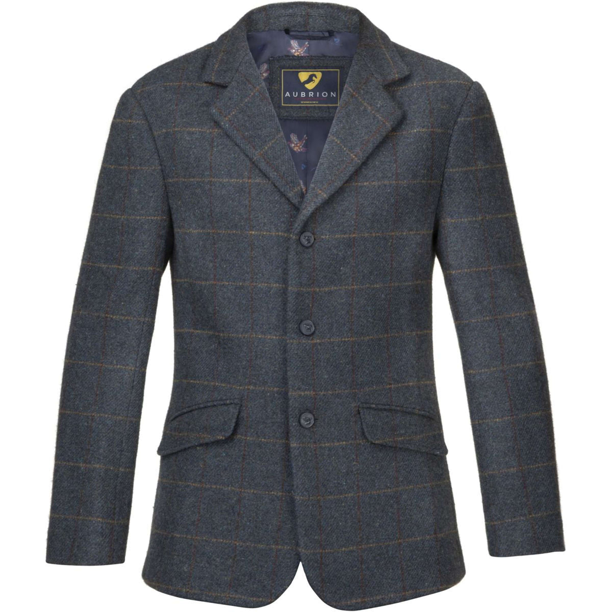 Aubrion by Shires Chaqueta de Competición Saratoga Hombres Juniper Navy Check
