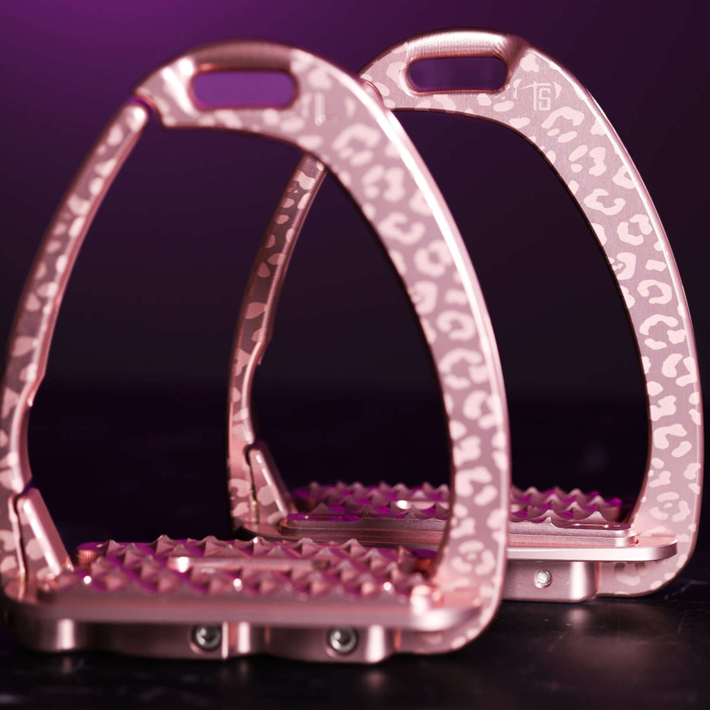 Tech Stirrups Estribos Venice Sloped EVO Leopard Rosegold