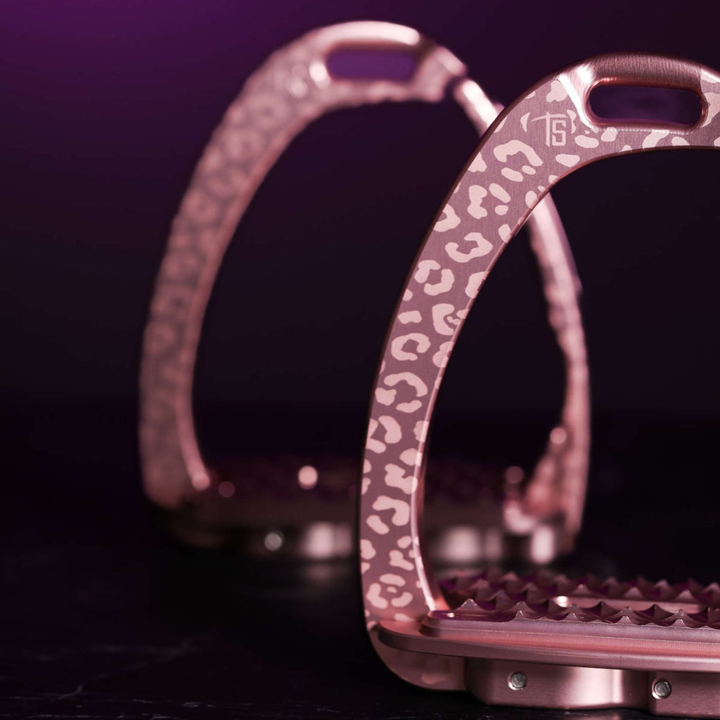 Tech Stirrups Estribos Venice Sloped EVO Leopard Rosegold