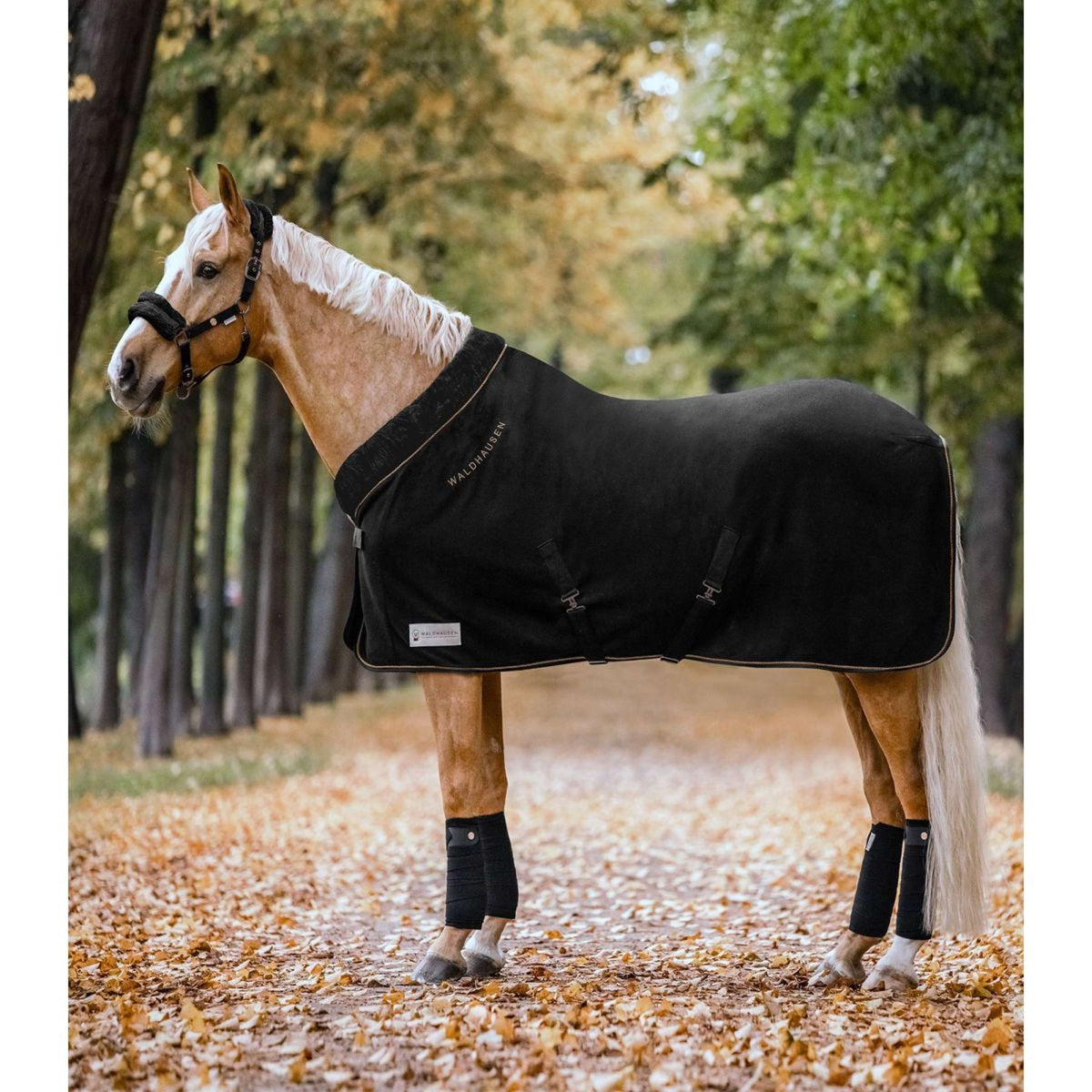 Waldhausen Manta de Forro Polar Modern Negro/Oro Rosa