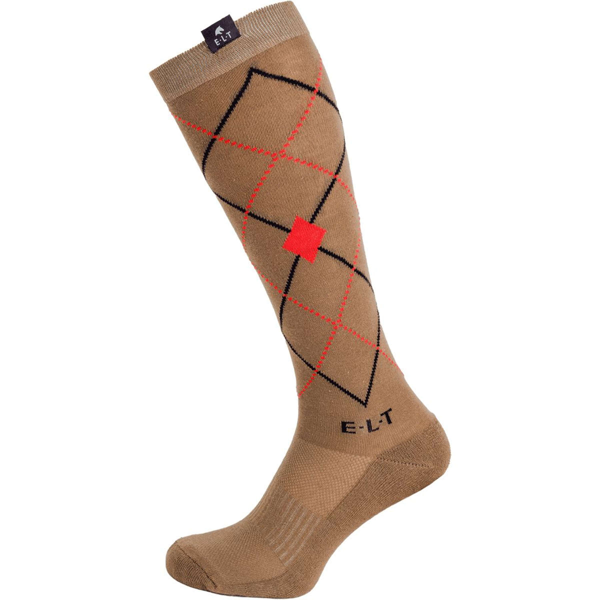 Calcetines de equitación ELT Argyle Cappuccino/Rojo