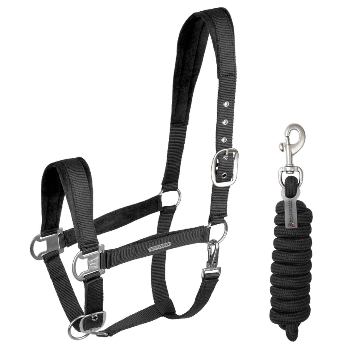 Waldhausen Juego de Cabestro Velvet Negro
