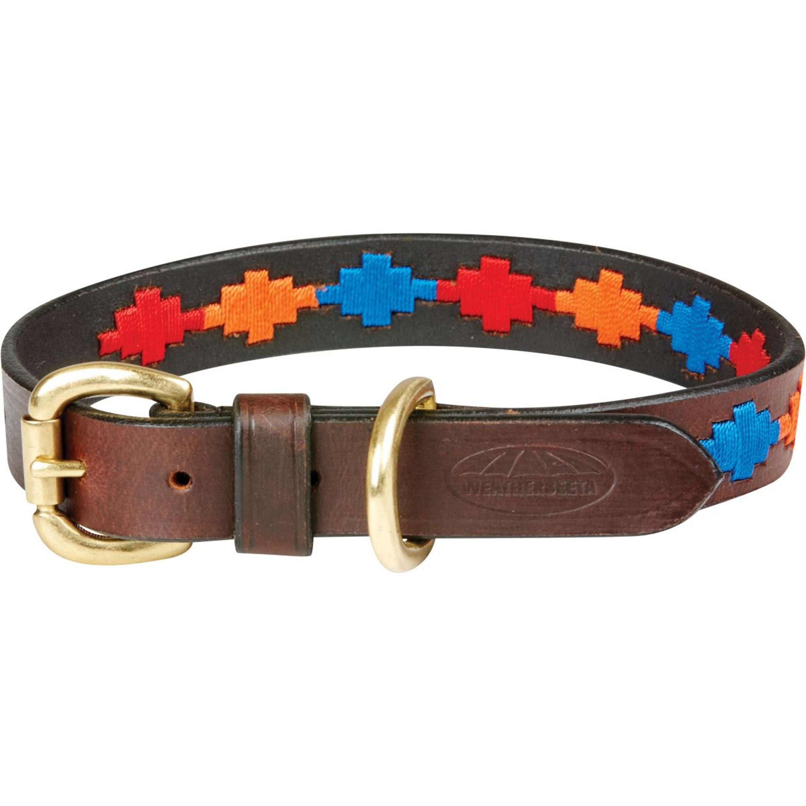 WeatherBeeta Dog Collar Polo Leather Beaufort Marron/Rojo/Naranja/Azul
