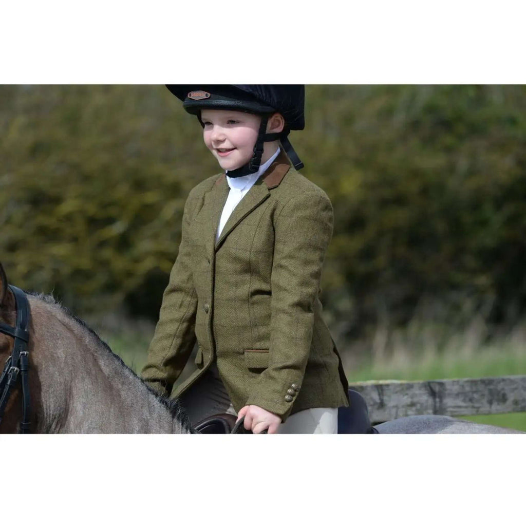 Dublin Chaqueta de Competición Albany Tweed Suede Collar Tailored Niños Marron Verde