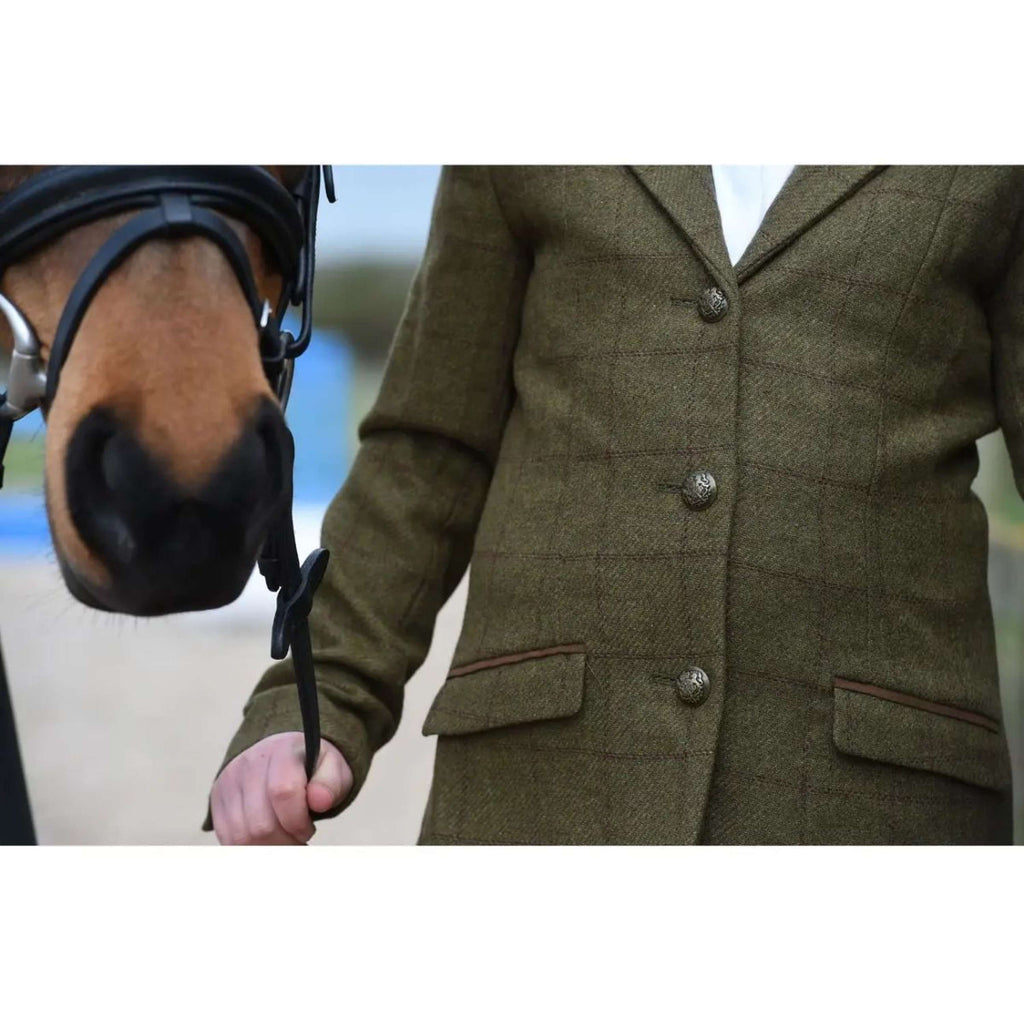 Dublin Chaqueta de Competición Albany Tweed Suede Collar Tailored Niños Marron Verde