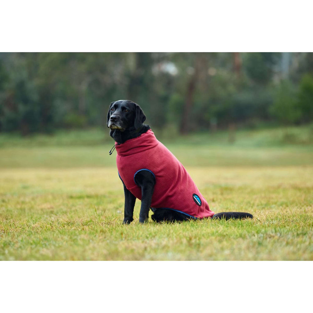 WeatherBeeta Manta para Perros ComFiTec Fleece Zip Burdeos/Azul Marino