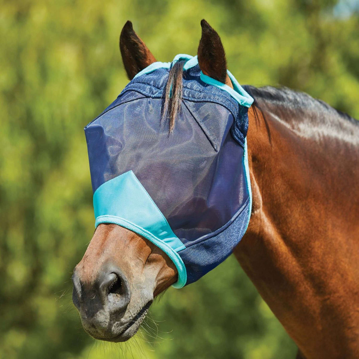 Weatherbeeta Máscara para Moscas Comfitec Deluxe Fine Mesh Navy/Turquesa