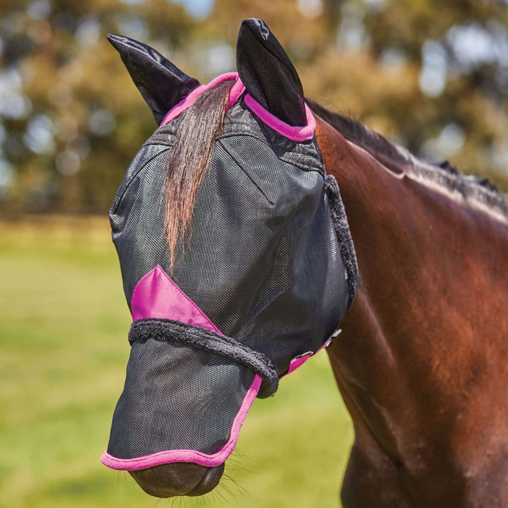 WeatherBeeta Máscara para Moscas ComFiTec Deluxe Durable Mesh con Orejas y Nariz Negro Morado