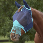 Weatherbeeta Máscara para Moscas Comfitec Deluxe Fine Mesh con Orejas y Flecos Navy/Turquesa