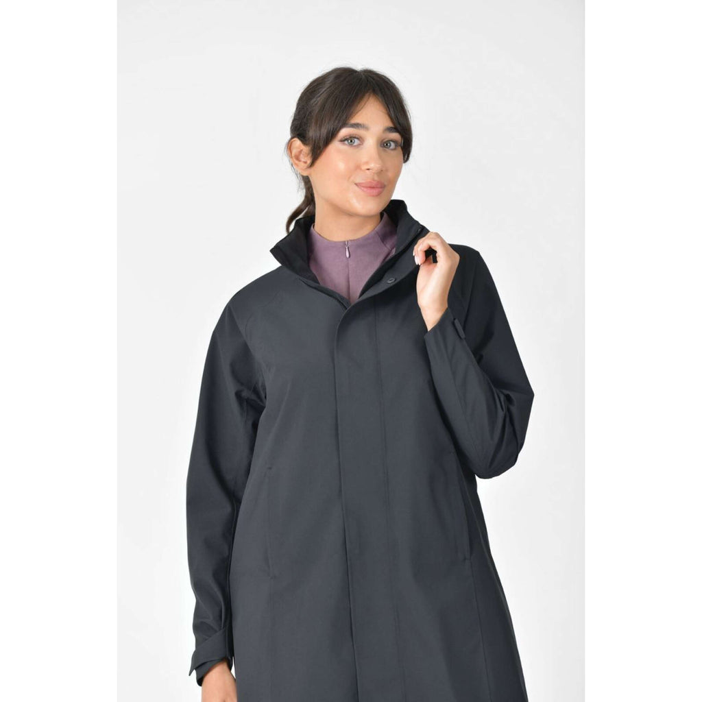 WeatherBeeta Abrigo Largo Windbreaker Longline Negro