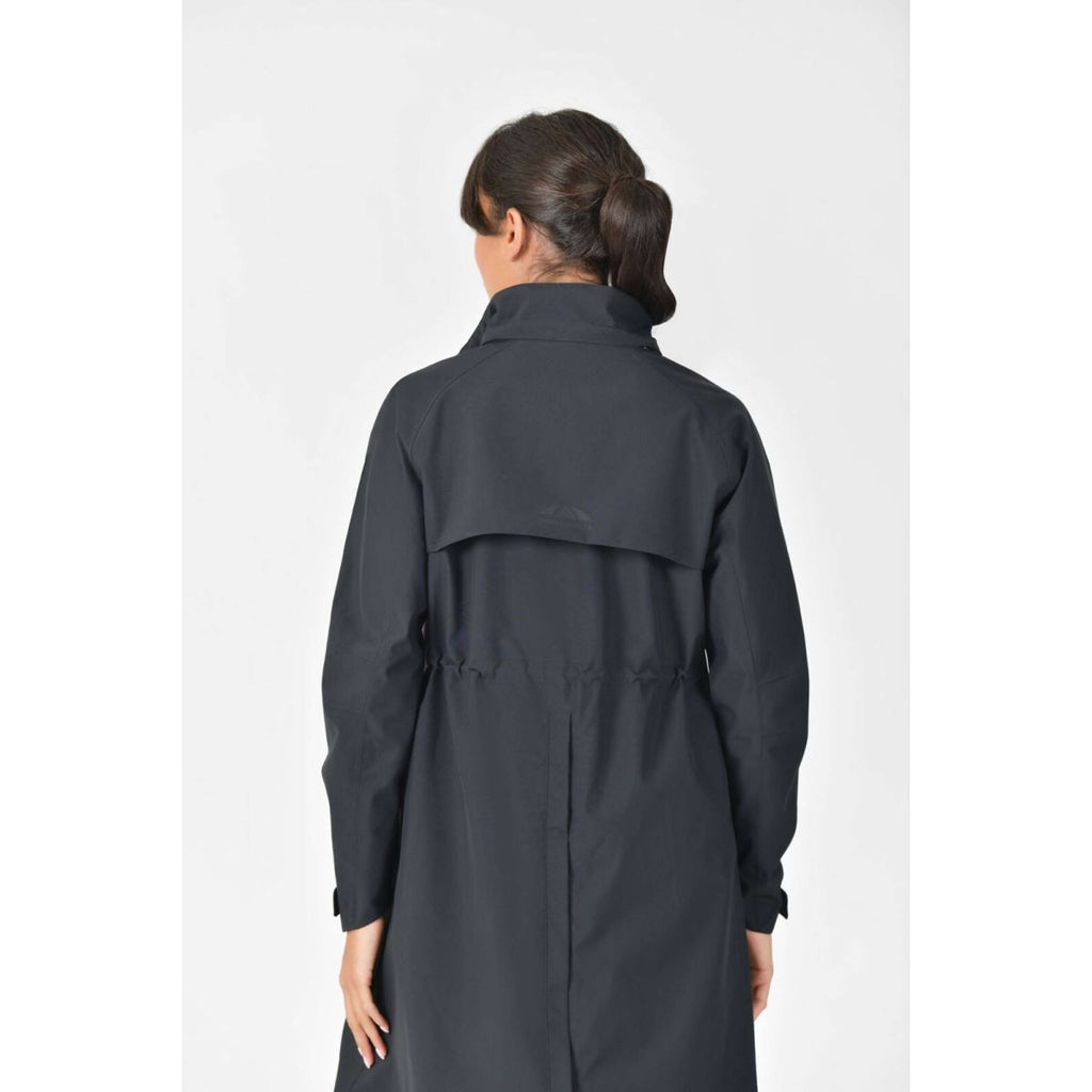 WeatherBeeta Abrigo Largo Windbreaker Longline Negro