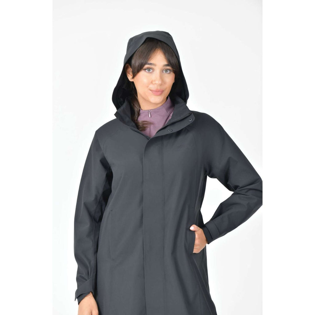WeatherBeeta Abrigo Largo Windbreaker Longline Negro