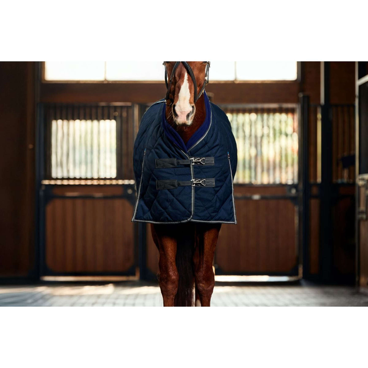 WeatherBeeta Manta de Establo ComFiTec 100D Diamond Quilt Detach-A-Neck 220g Marino/Carbon