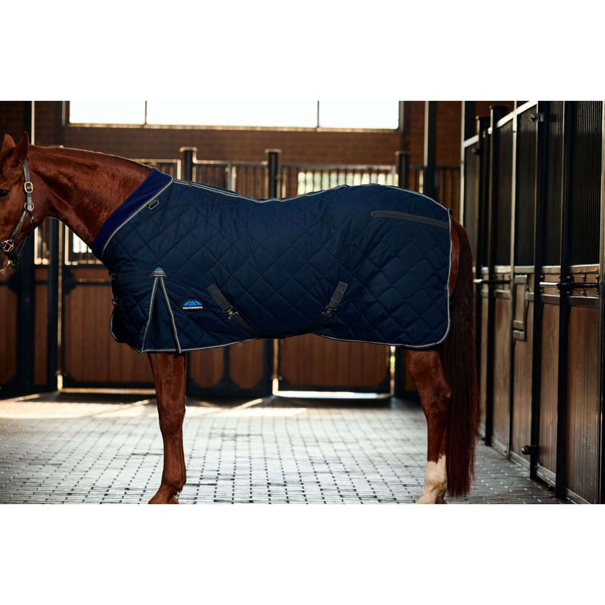 WeatherBeeta Manta de Establo ComFiTec 100D Diamond Quilt Detach-A-Neck 220g Marino/Carbon