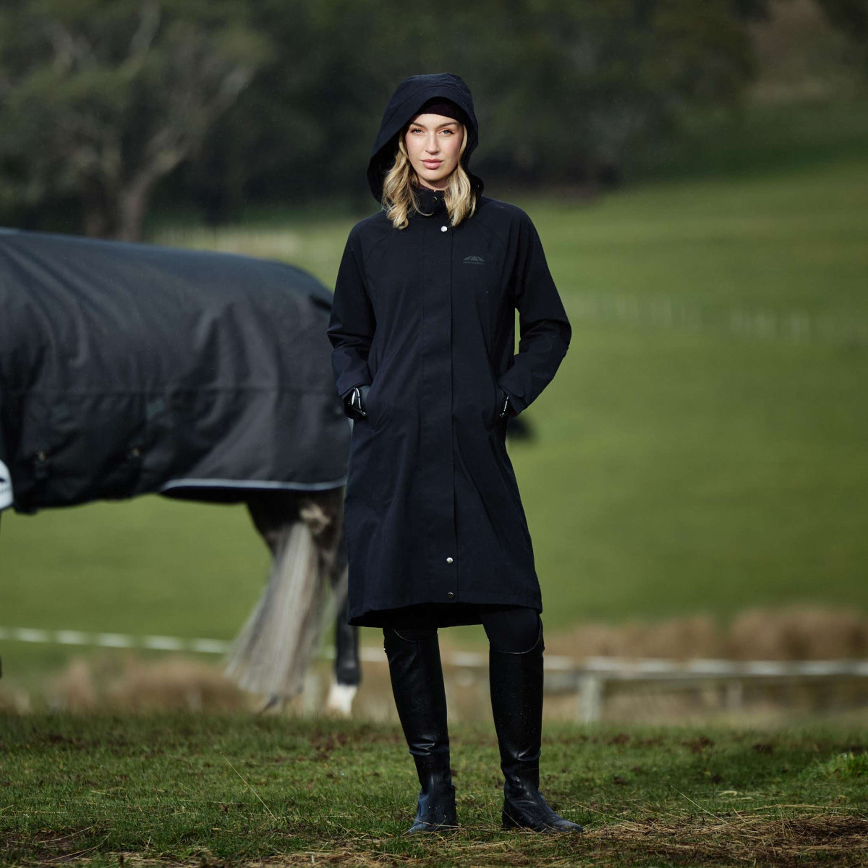 WeatherBeeta Abrigo Largo Windbreaker Reflective Longline Negro