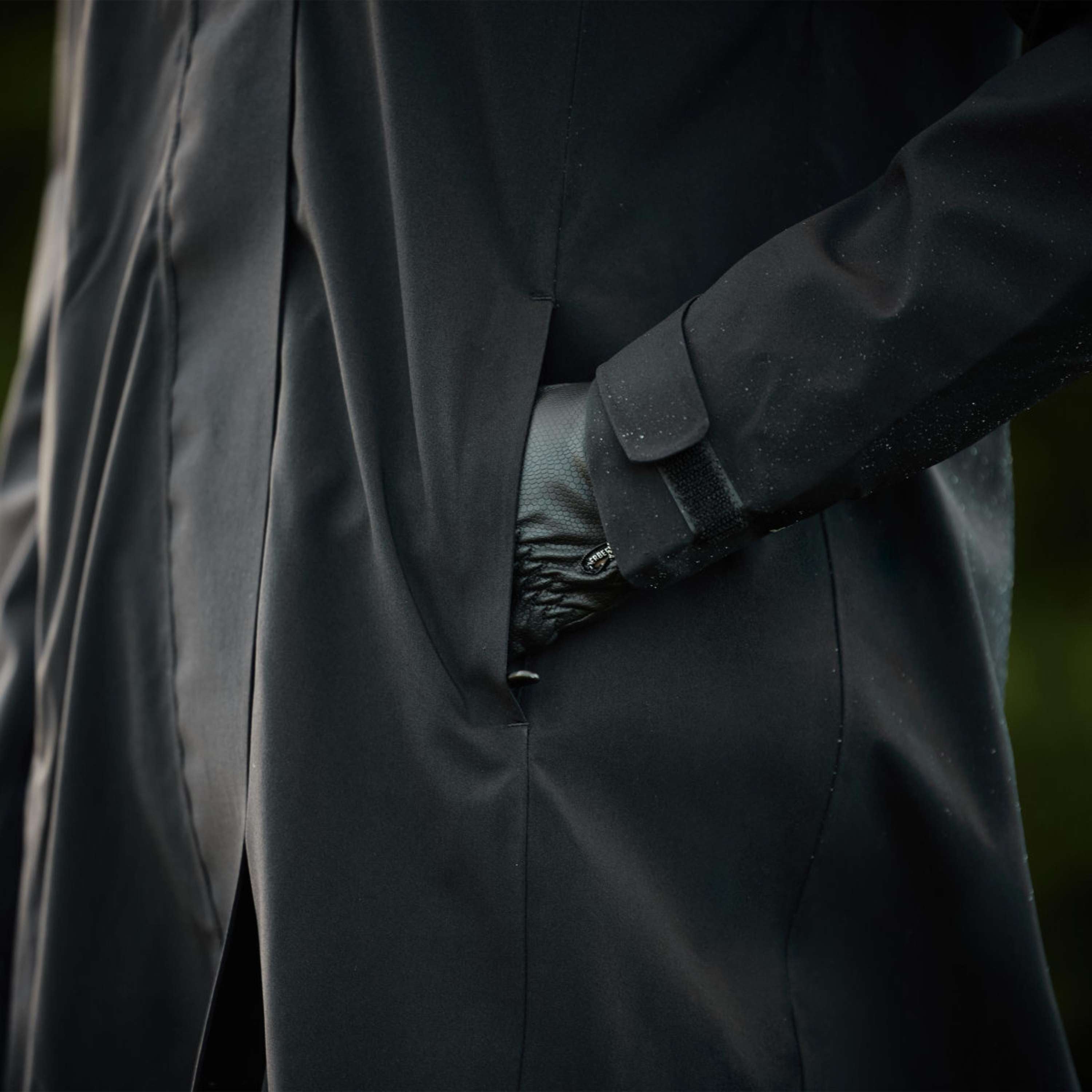 WeatherBeeta Abrigo Largo Windbreaker Reflective Longline Negro