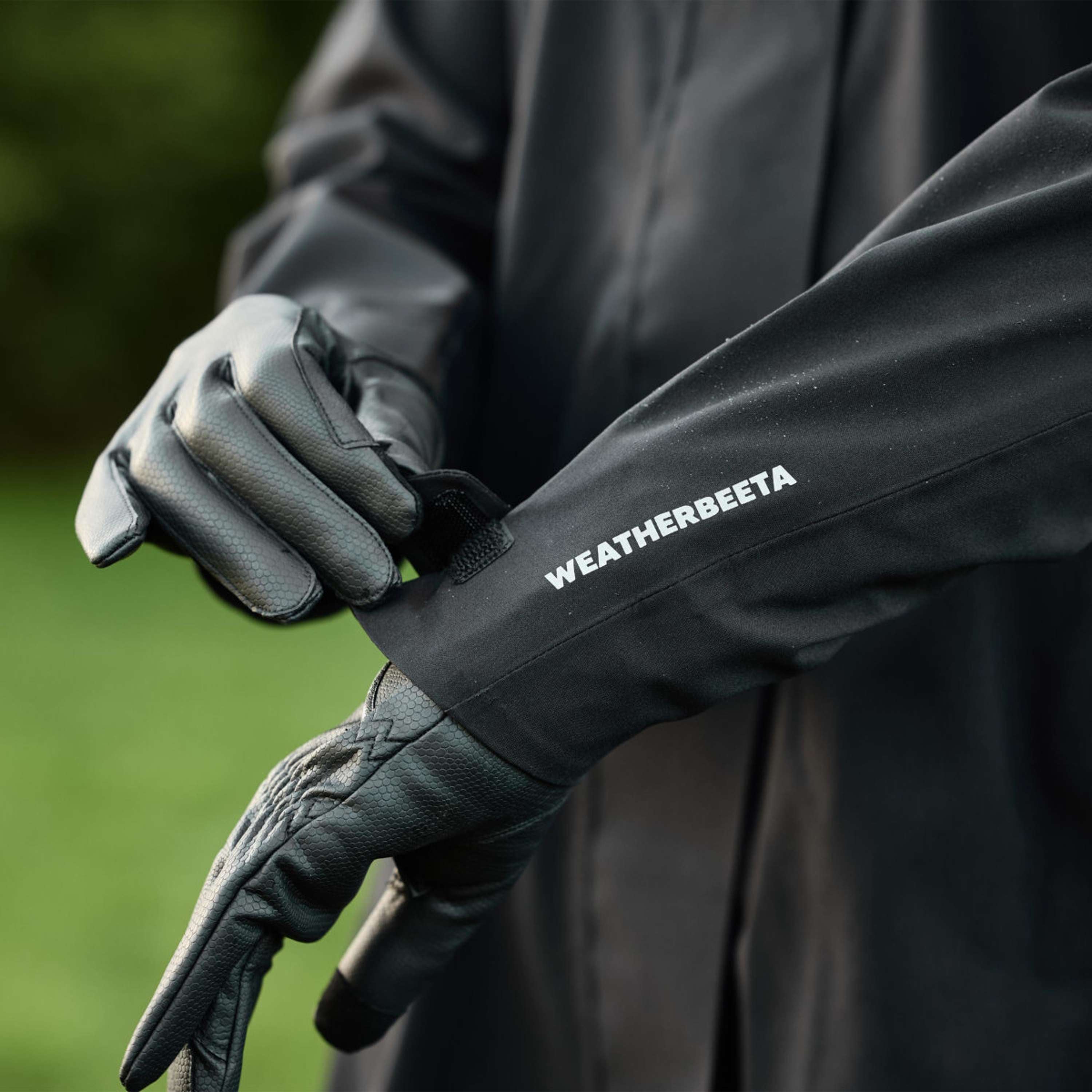 WeatherBeeta Abrigo Largo Windbreaker Reflective Longline Negro