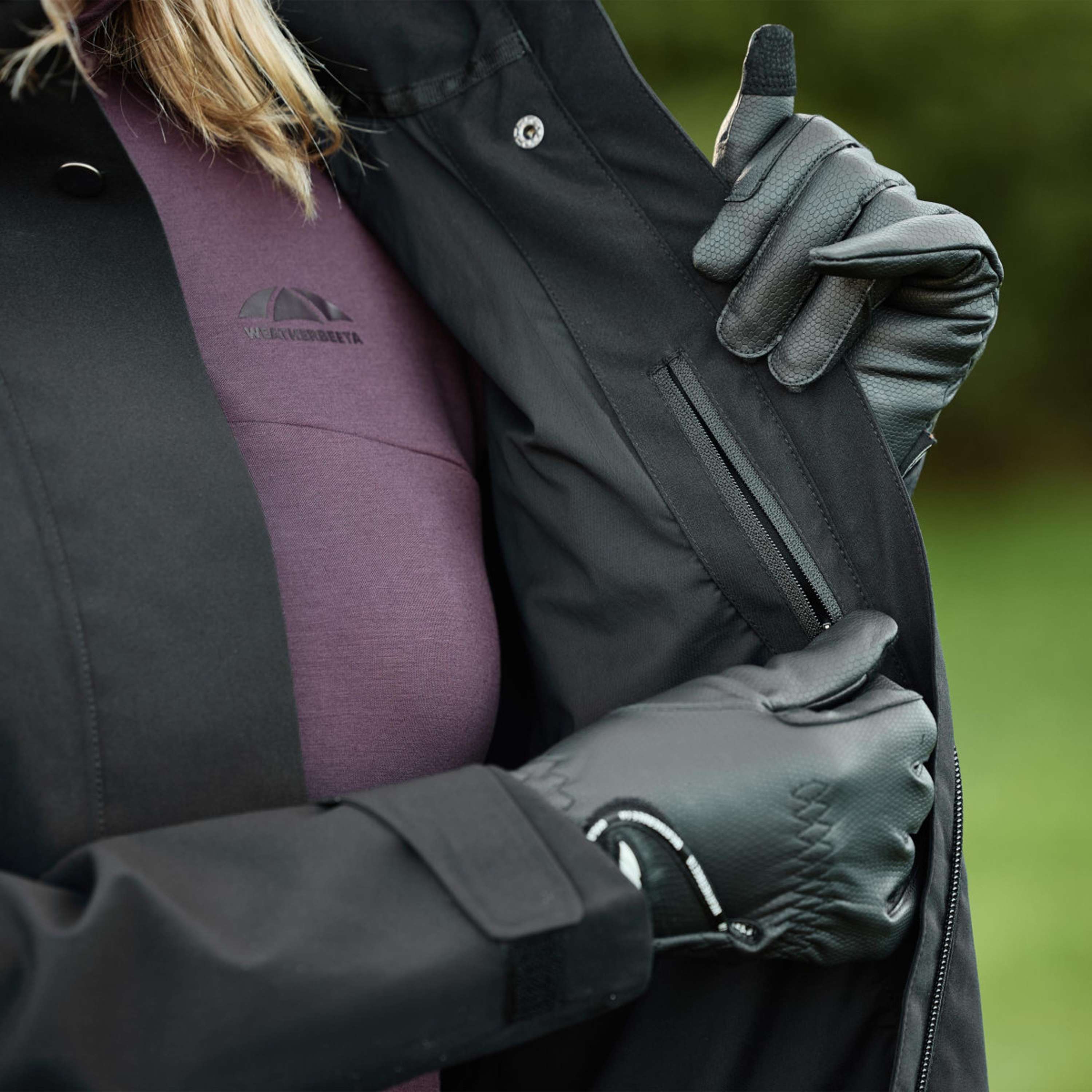 WeatherBeeta Abrigo Largo Windbreaker Reflective Longline Negro