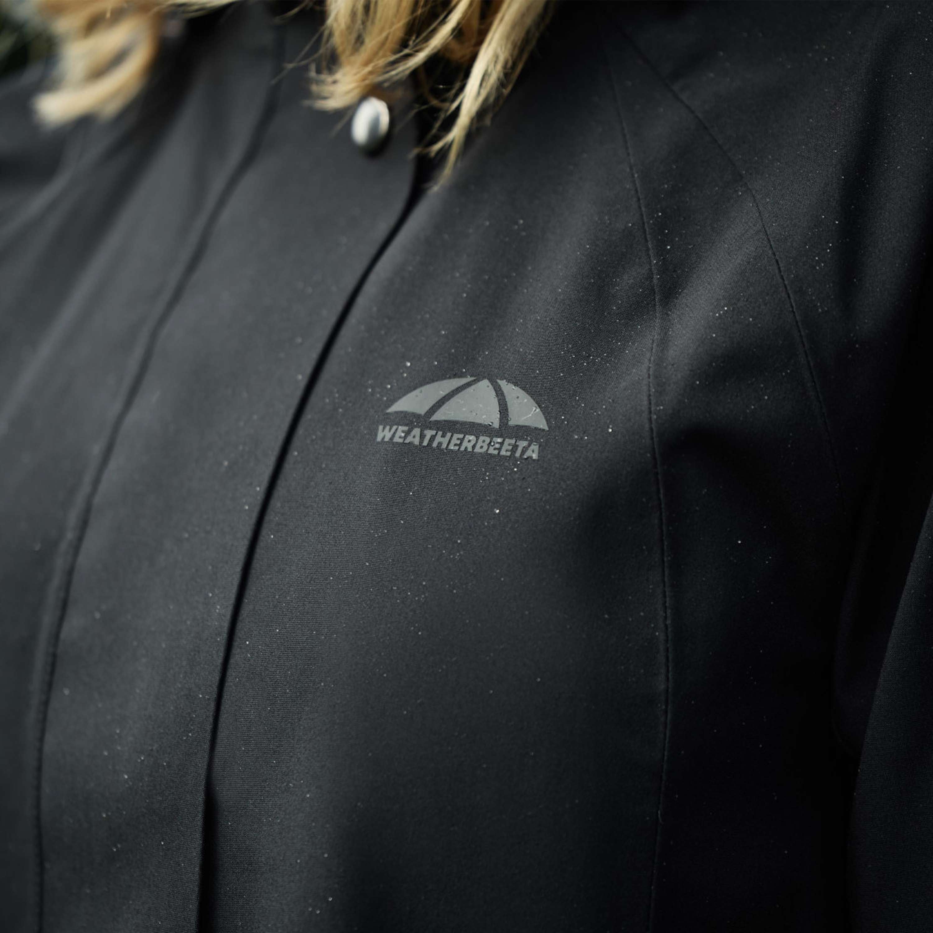 WeatherBeeta Abrigo Largo Windbreaker Reflective Longline Negro